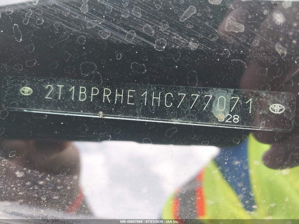2T1BPRHE1HC777071 2017 TOYOTA COROLLA photo no. 9
