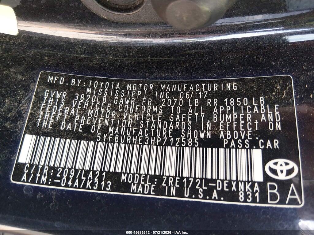 5YFBURHE3HP712585 2017 TOYOTA COROLLA photo no. 9
