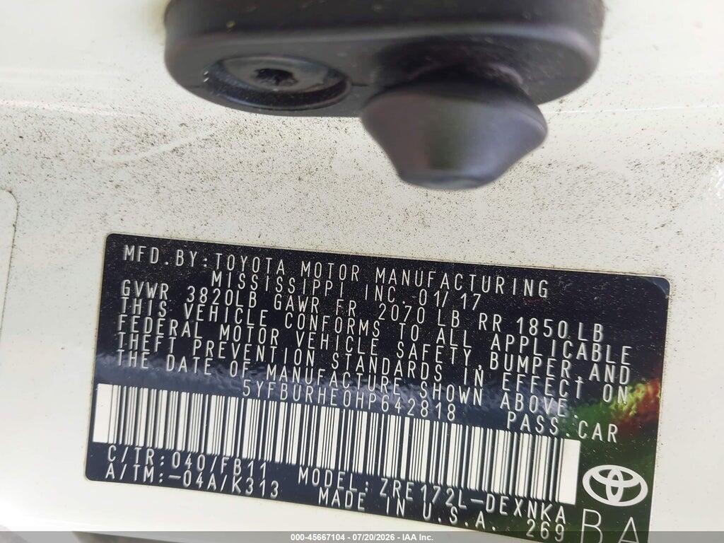 5YFBURHE0HP642818 2017 TOYOTA COROLLA photo no. 9