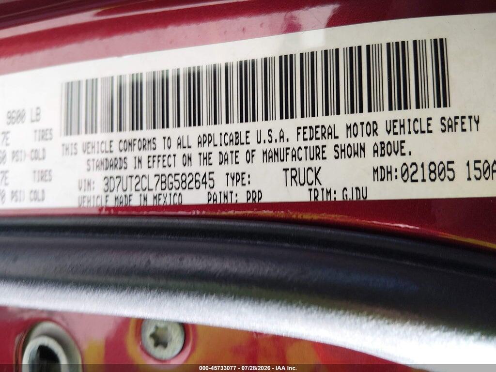3D7UT2CL7BG582645 2011 RAM RAM 2500 photo no. 9