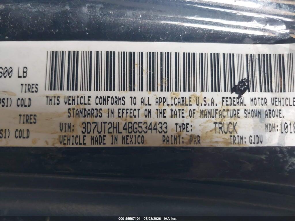 3D7UT2HL4BG534433 2011 RAM RAM 2500 photo no. 9