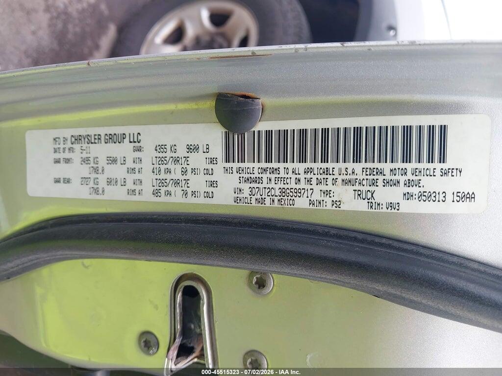 3D7UT2CL3BG599717 2011 RAM RAM 2500 photo no. 9