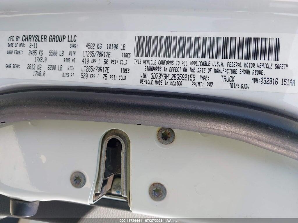 3D73Y3HL2BG592155 2011 RAM RAM 3500 photo no. 8