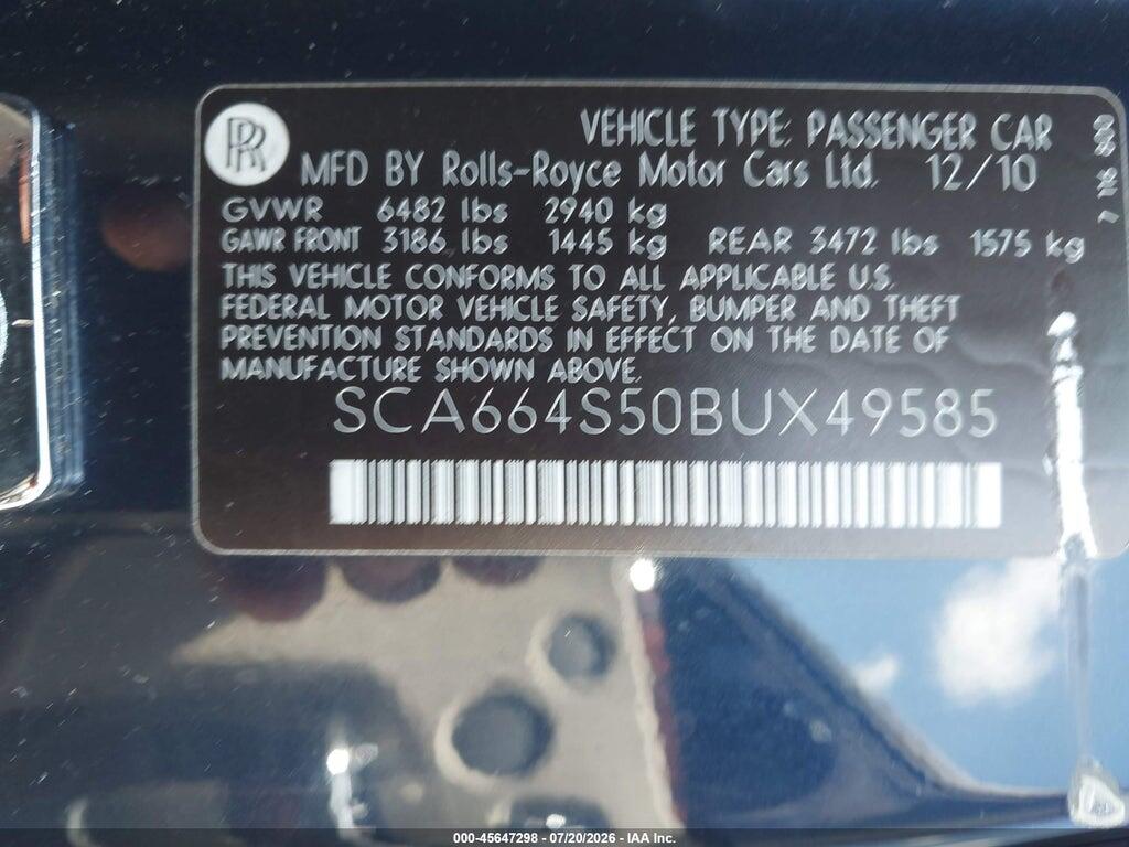 SCA664S50BUX49585 2011 ROLLS-ROYCE GHOST photo no. 9