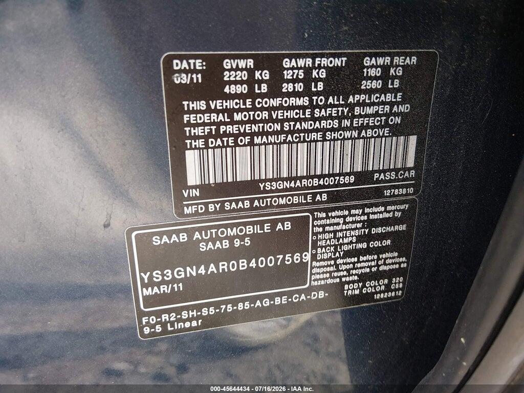 YS3GN4AR0B4007569 2011 SAAB 9-5 photo no. 9