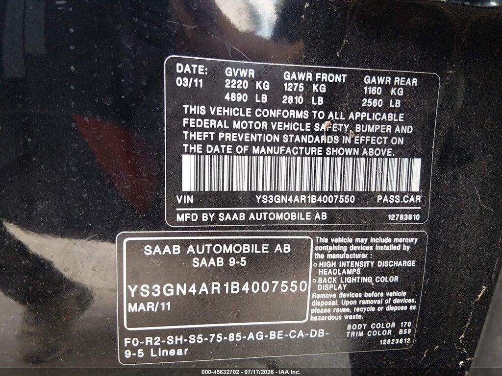 YS3GN4AR1B4007550 2011 SAAB 9-5 photo no. 9