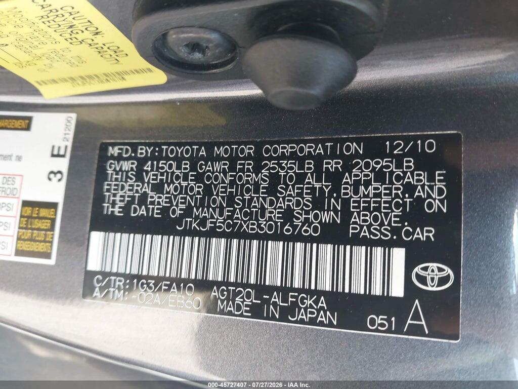 JTKJF5C7XB3016760 2011 SCION TC photo no. 9