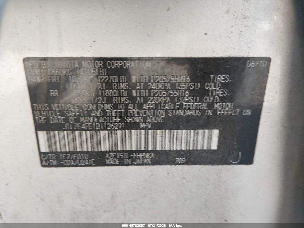 JTLZE4FE1B1126291 2011 SCION XB photo no. 9