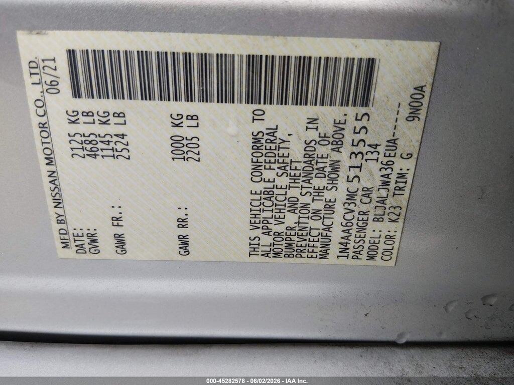 1N4AA6CV3MC513555 2021 NISSAN MAXIMA photo no. 9