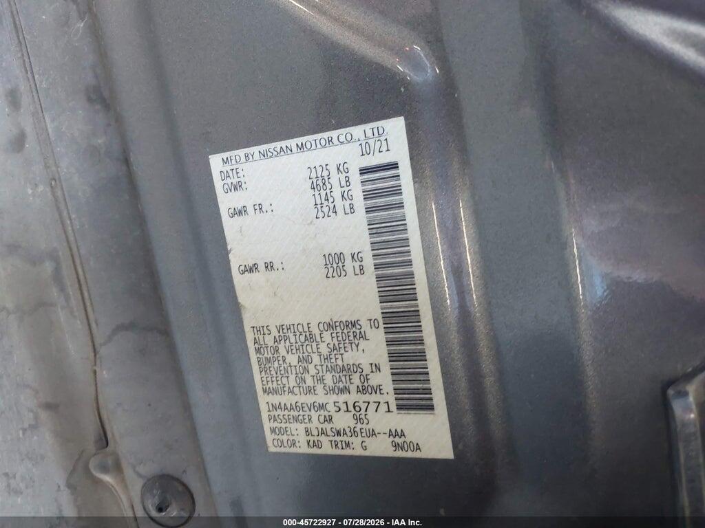 1N4AA6EV6MC516771 2021 NISSAN MAXIMA photo no. 9