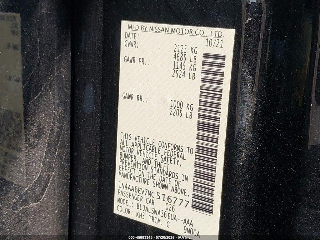 1N4AA6EV7MC516777 2021 NISSAN MAXIMA photo no. 9