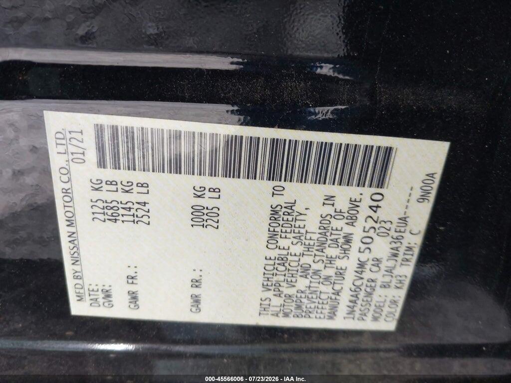 1N4AA6CV4MC505240 2021 NISSAN MAXIMA photo no. 9