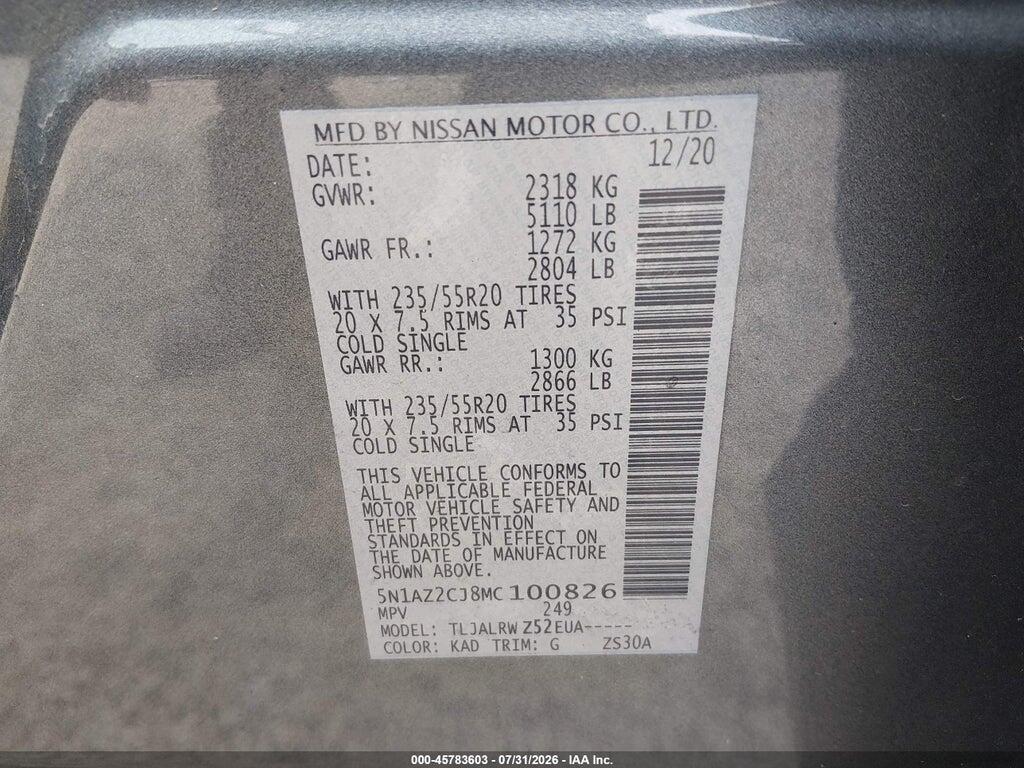 5N1AZ2CJ8MC100826 2021 NISSAN MURANO photo no. 9