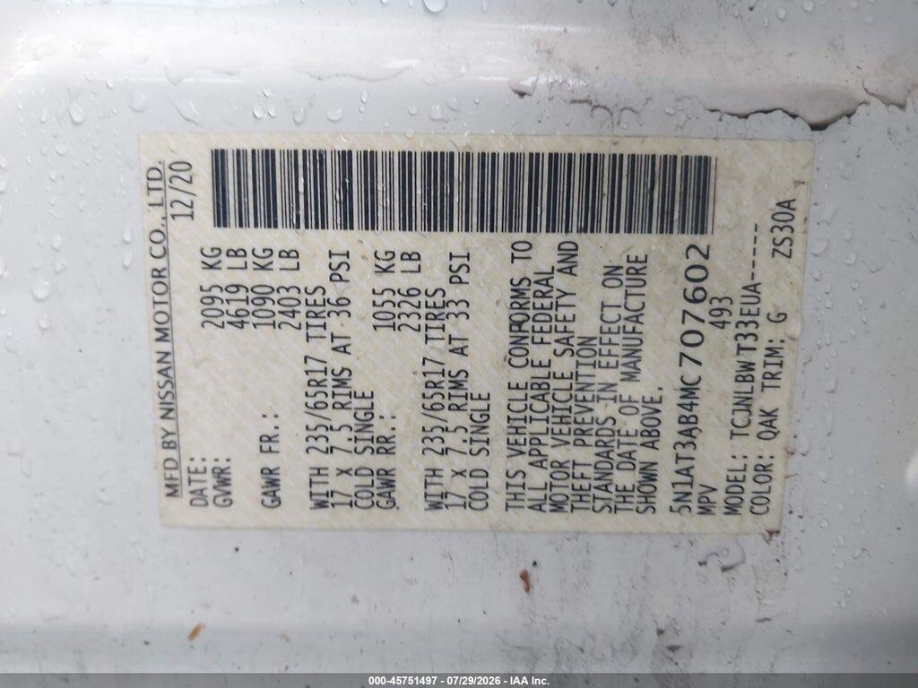 5N1AT3AB4MC707602 2021 NISSAN ROGUE photo no. 9
