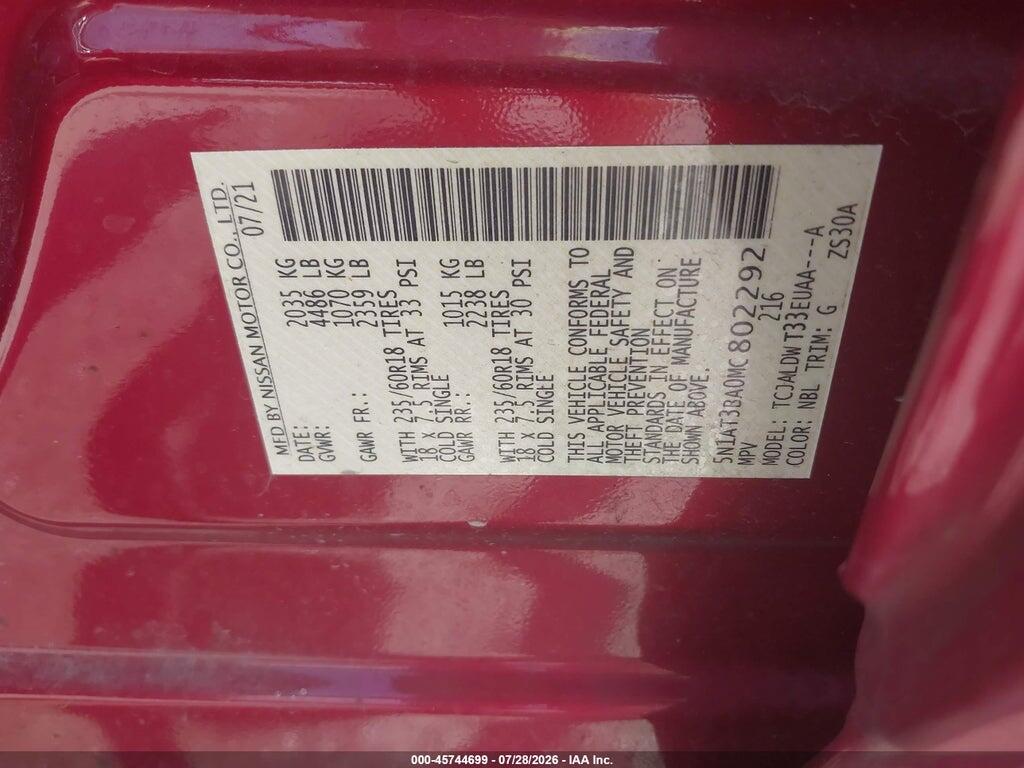 5N1AT3BA0MC802292 2021 NISSAN ROGUE photo no. 9