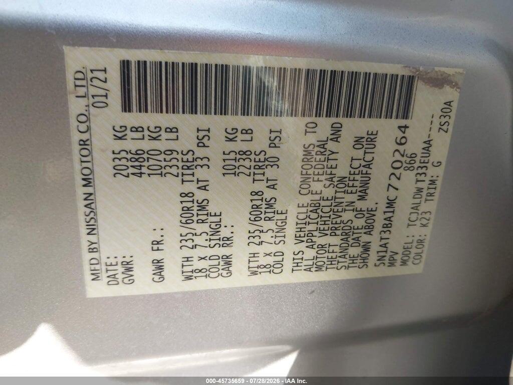 5N1AT3BA1MC720264 2021 NISSAN ROGUE photo no. 9