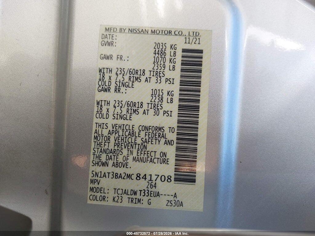5N1AT3BA2MC841708 2021 NISSAN ROGUE photo no. 9