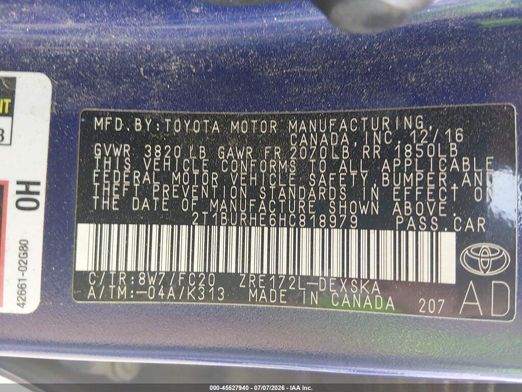 2T1BURHE6HC818979 2017 TOYOTA COROLLA photo no. 9