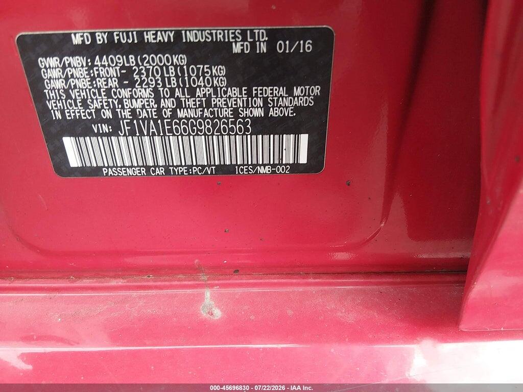 JF1VA1E66G9826563 2016 SUBARU WRX photo no. 9