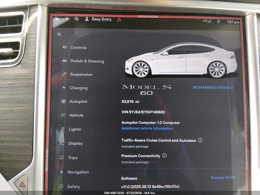 5YJSA1E11GF149882 2016 TESLA MODEL S photo no. 7