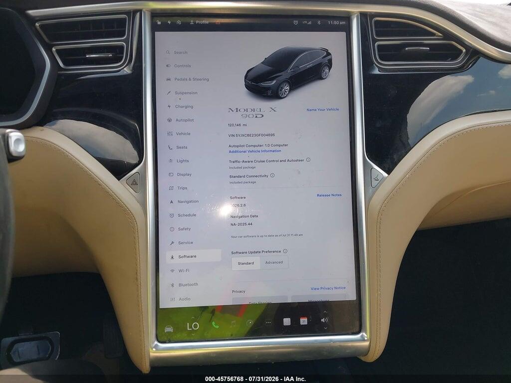 5YJXCBE23GF004695 2016 TESLA MODEL X photo no. 7