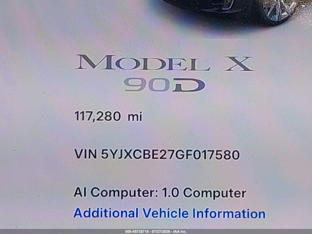 5YJXCBE27GF017580 2016 TESLA MODEL X photo no. 7