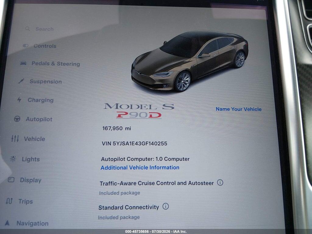 5YJSA1E43GF140255 2016 TESLA MODEL S photo no. 7