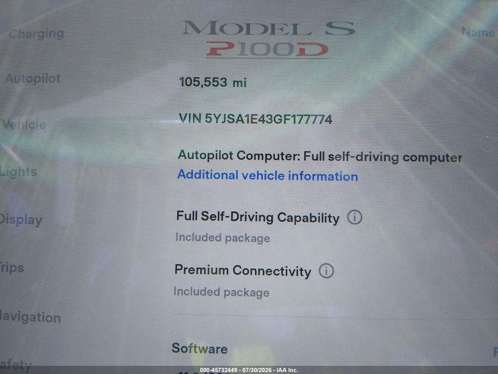5YJSA1E43GF177774 2016 TESLA MODEL S photo no. 7