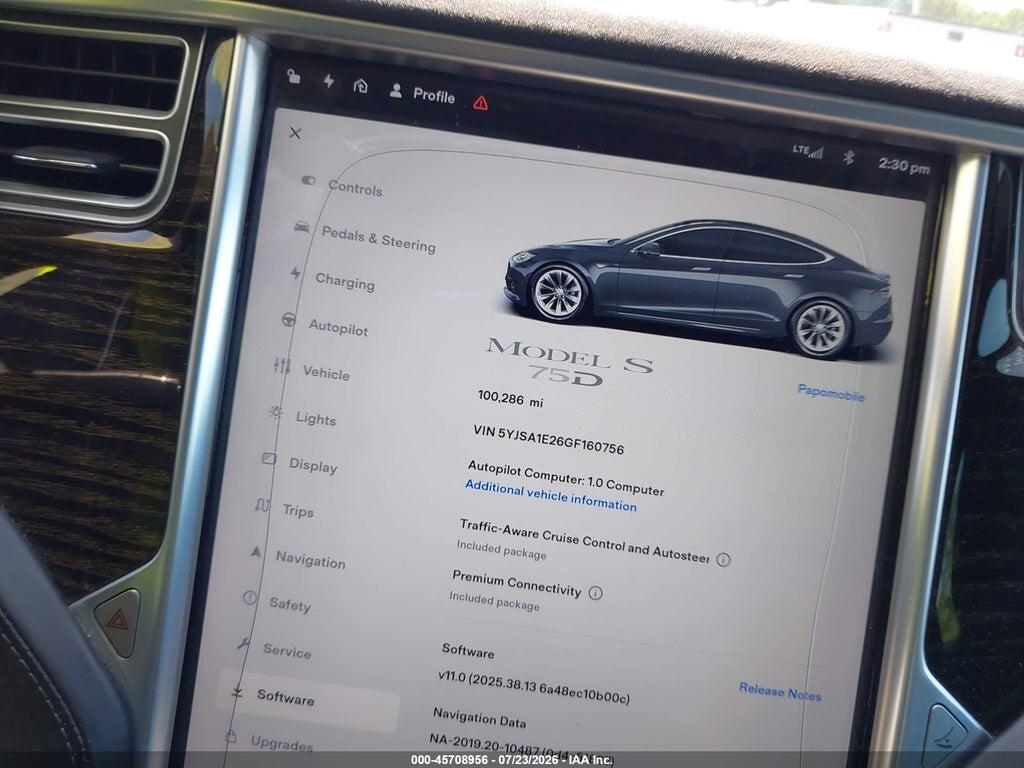 5YJSA1E26GF160756 2016 TESLA MODEL S photo no. 7