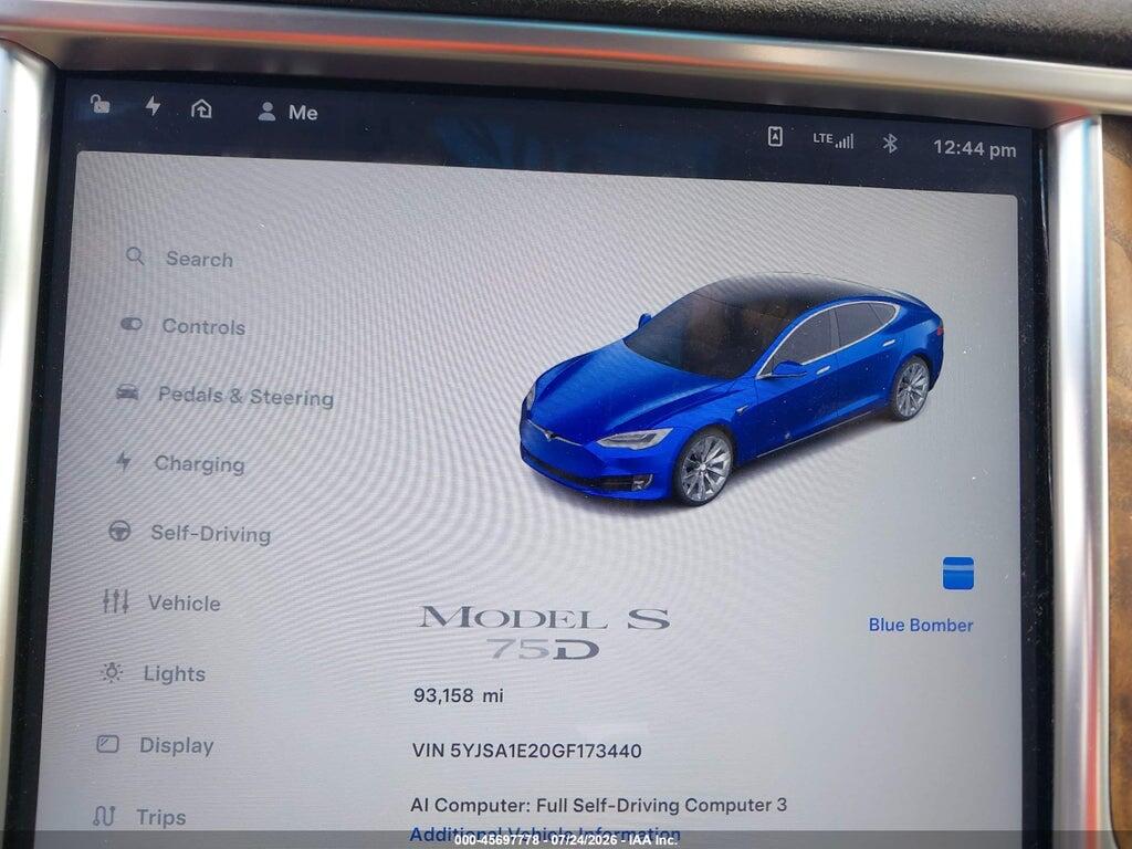 5YJSA1E20GF173440 2016 TESLA MODEL S photo no. 7