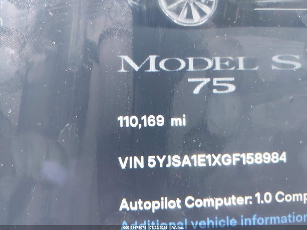 5YJSA1E1XGF158984 2016 TESLA MODEL S photo no. 7