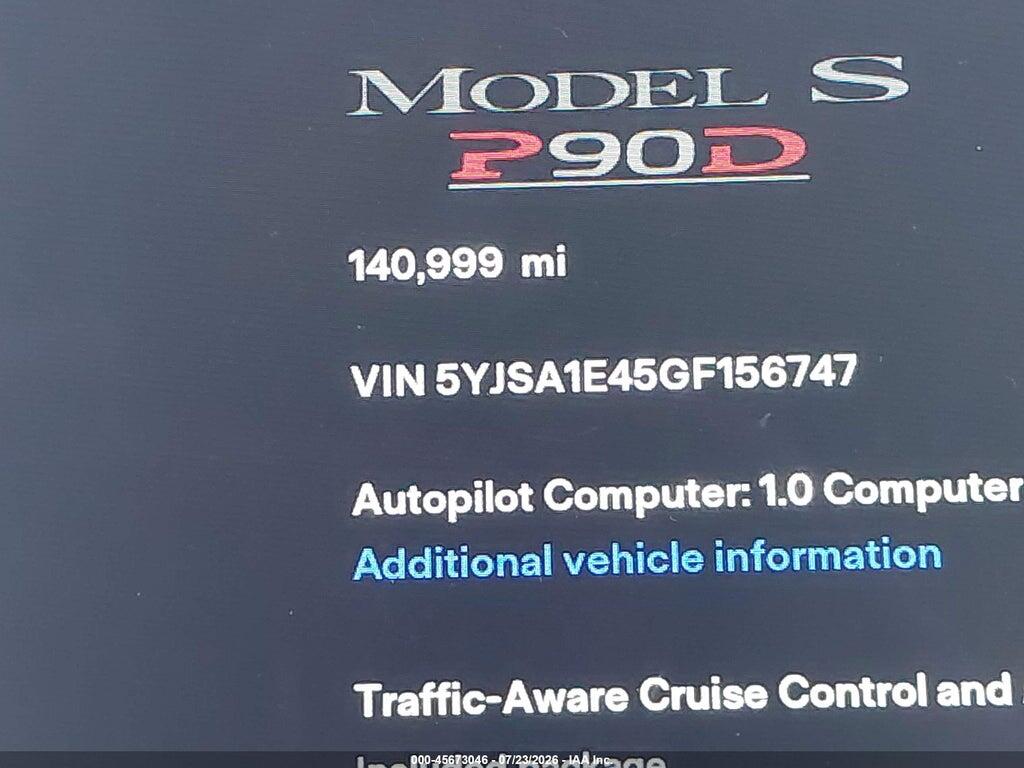 5YJSA1E45GF156747 2016 TESLA MODEL S photo no. 7