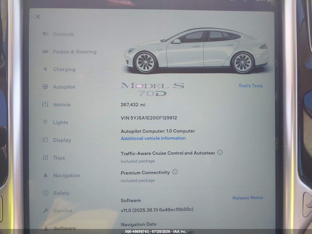5YJSA1E20GF129812 2016 TESLA MODEL S photo no. 7