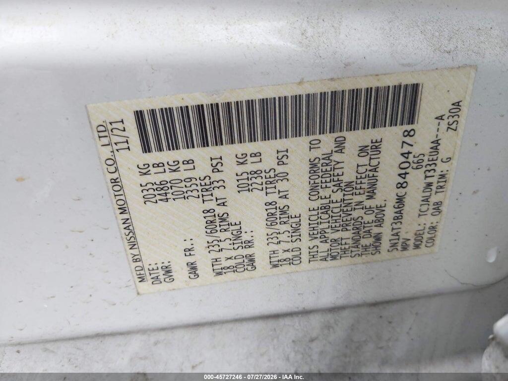 5N1AT3BA6MC840478 2021 NISSAN ROGUE photo no. 9