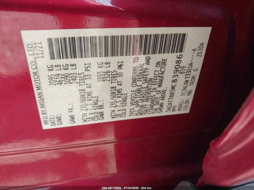 5N1AT3BB5MC839086 2021 NISSAN ROGUE photo no. 9