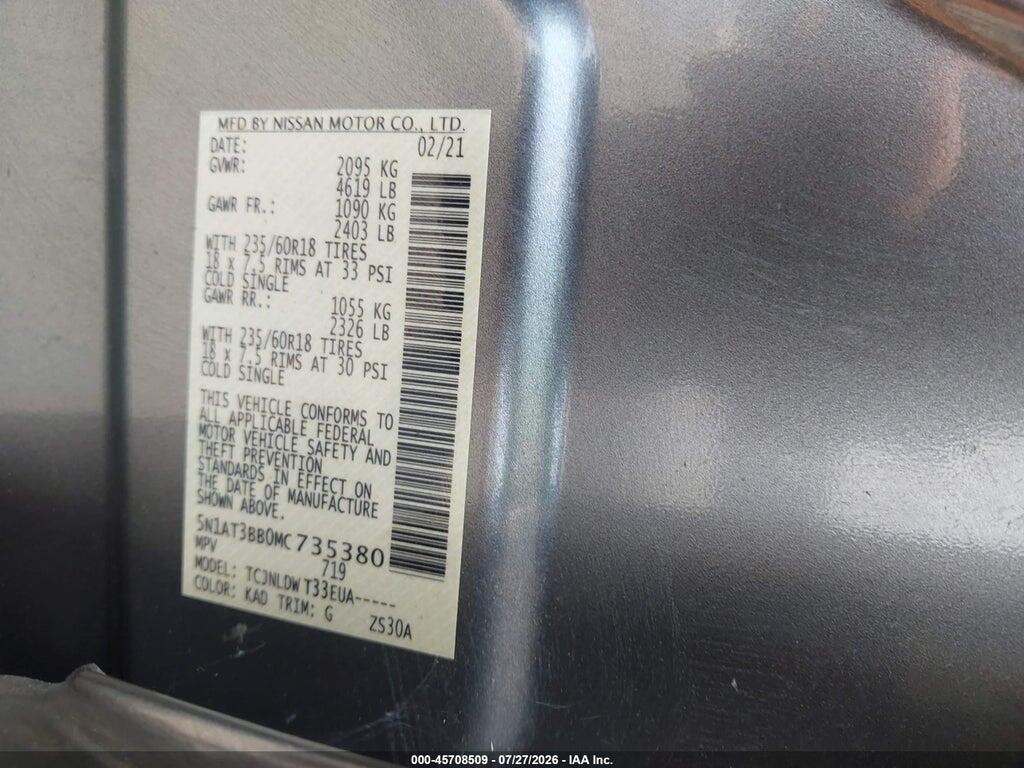 5N1AT3BB0MC735380 2021 NISSAN ROGUE photo no. 9