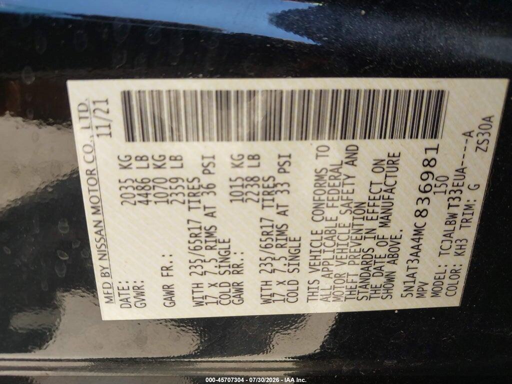 5N1AT3AA4MC836981 2021 NISSAN ROGUE photo no. 9