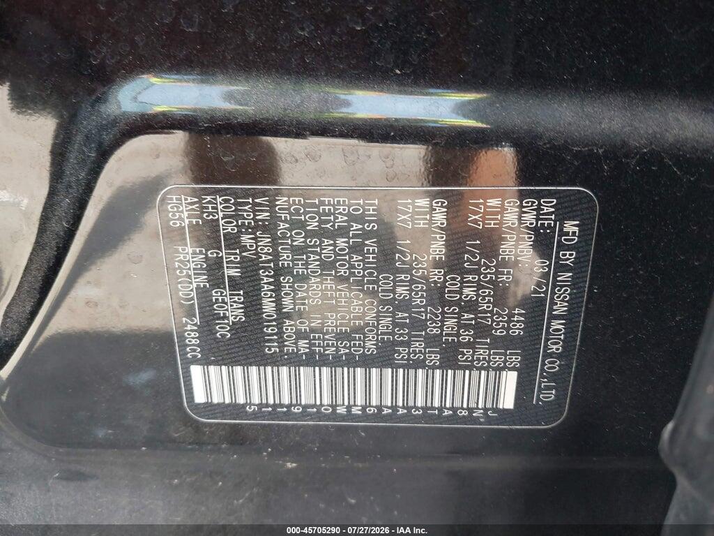 JN8AT3AA6MW019115 2021 NISSAN ROGUE photo no. 9