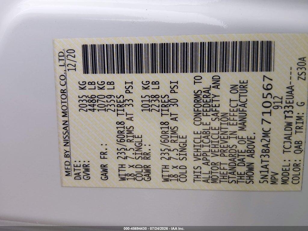 5N1AT3BA2MC710567 2021 NISSAN ROGUE photo no. 9