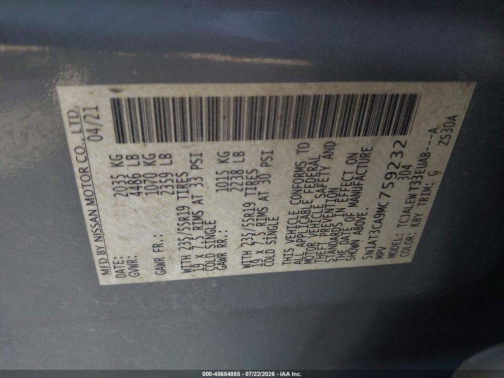 5N1AT3CA9MC759232 2021 NISSAN ROGUE photo no. 9