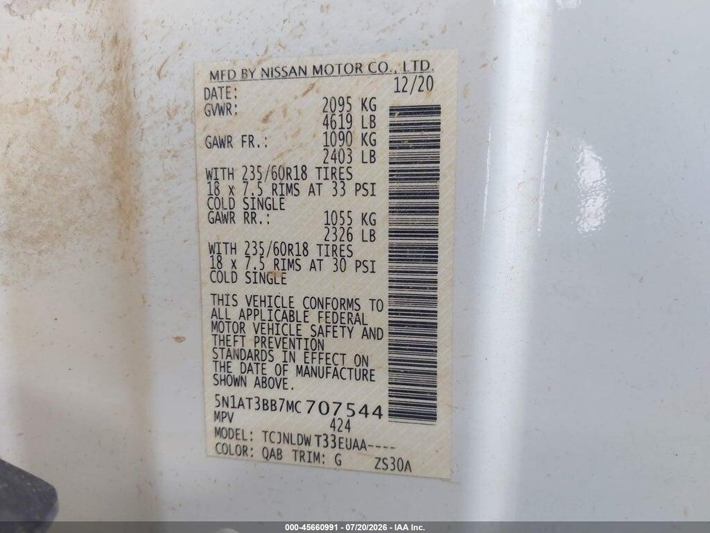 5N1AT3BB7MC707544 2021 NISSAN ROGUE photo no. 9