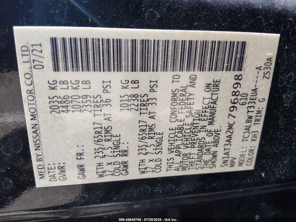 5N1AT3AA2MC796898 2021 NISSAN ROGUE photo no. 9