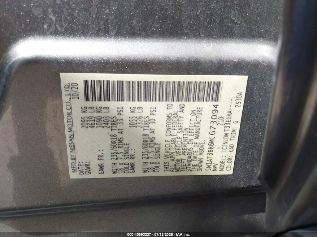 5N1AT3BB6MC673094 2021 NISSAN ROGUE photo no. 9