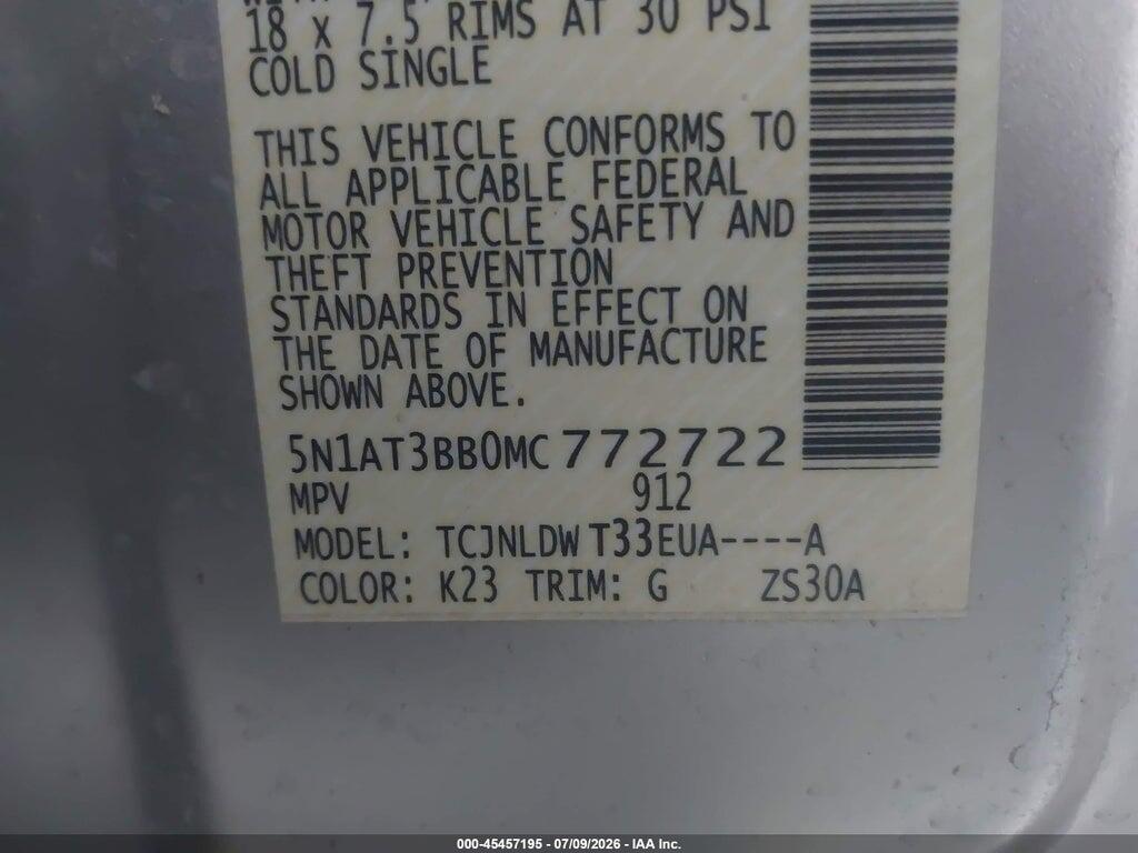 5N1AT3BB0MC772722 2021 NISSAN ROGUE photo no. 9