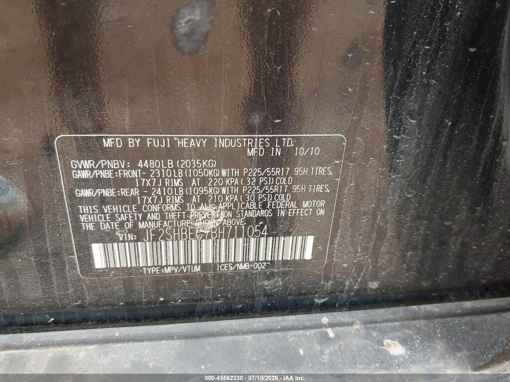 JF2SHBEC7BH711054 2011 SUBARU FORESTER photo no. 9