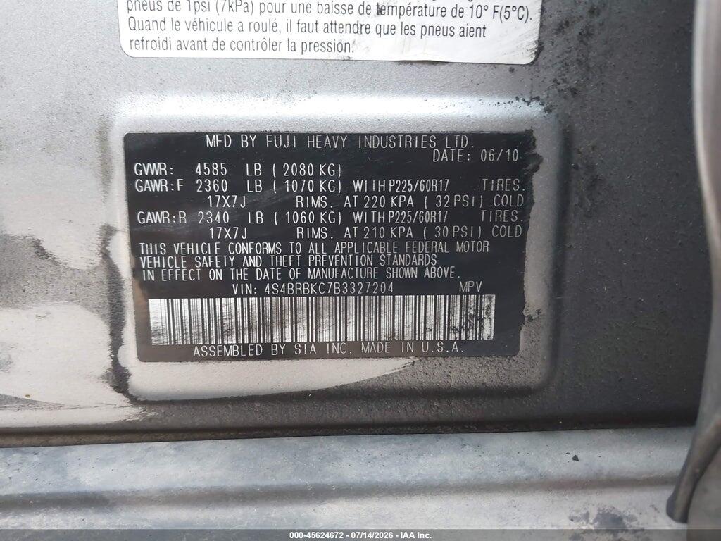 4S4BRBKC7B3327204 2011 SUBARU OUTBACK photo no. 9