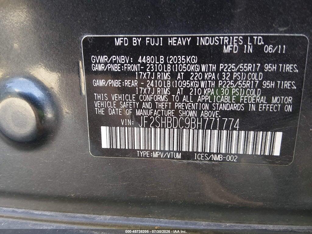 JF2SHBDC9BH771774 2011 SUBARU FORESTER photo no. 9