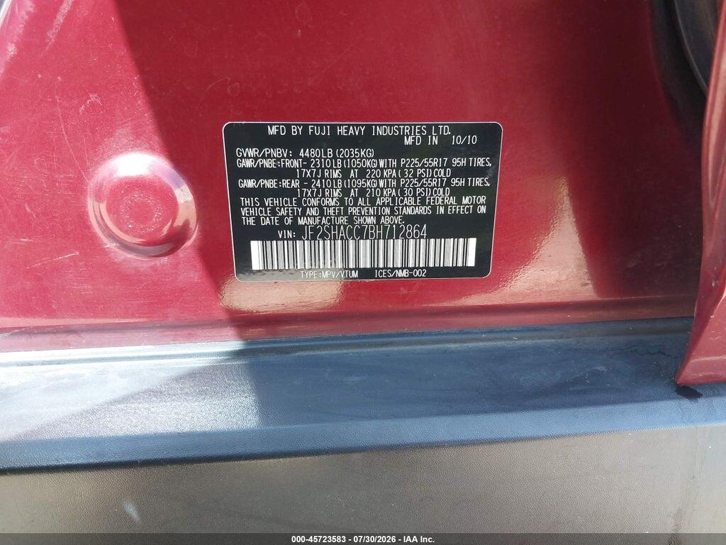 JF2SHACC7BH712864 2011 SUBARU FORESTER photo no. 9