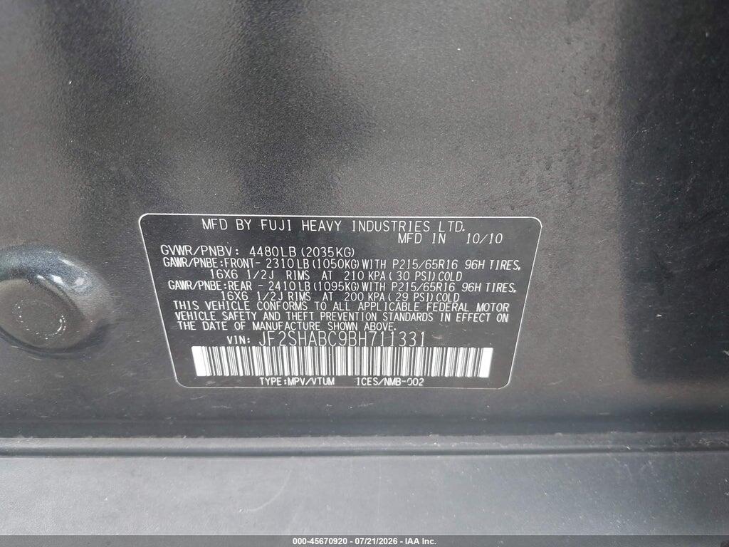 JF2SHABC9BH711331 2011 SUBARU FORESTER photo no. 9