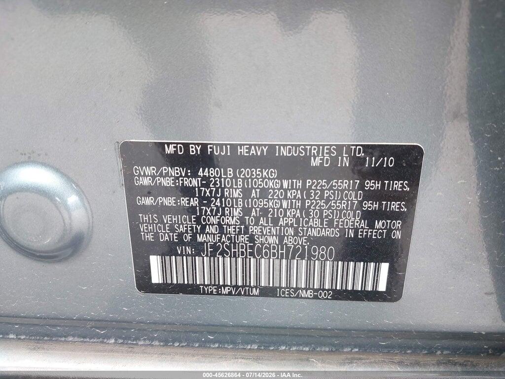 JF2SHBEC6BH721980 2011 SUBARU FORESTER photo no. 9